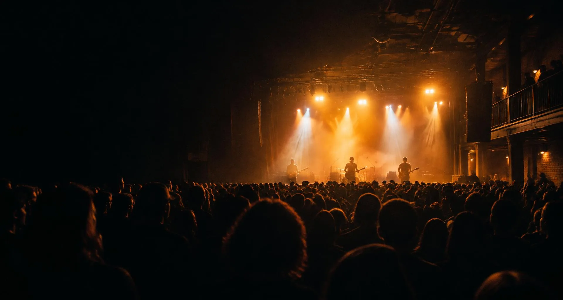 Illustrative live music crowd under amber stage lights; replace with licensed or own photography